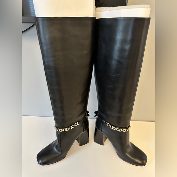 Tory Burch Shoes - Authentic Toryburch knee boots. Gold chain around ankles and flowers.